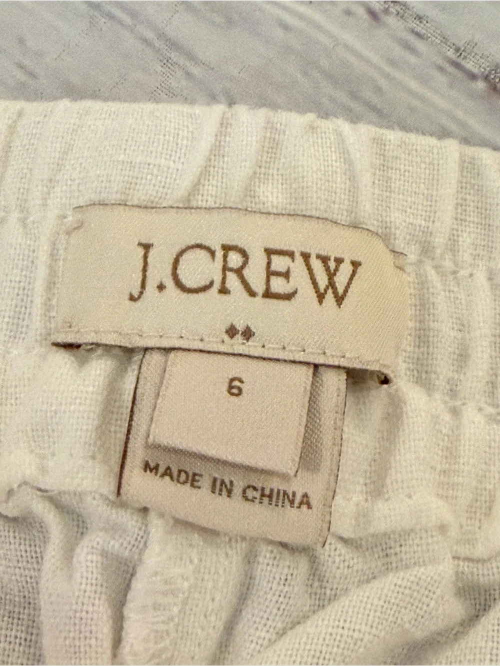 J.Crew Linen-Cotton Drawstring White Pant For Women  Size 6 Lightweight